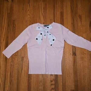 Pink with polka dot tie sweatshirt